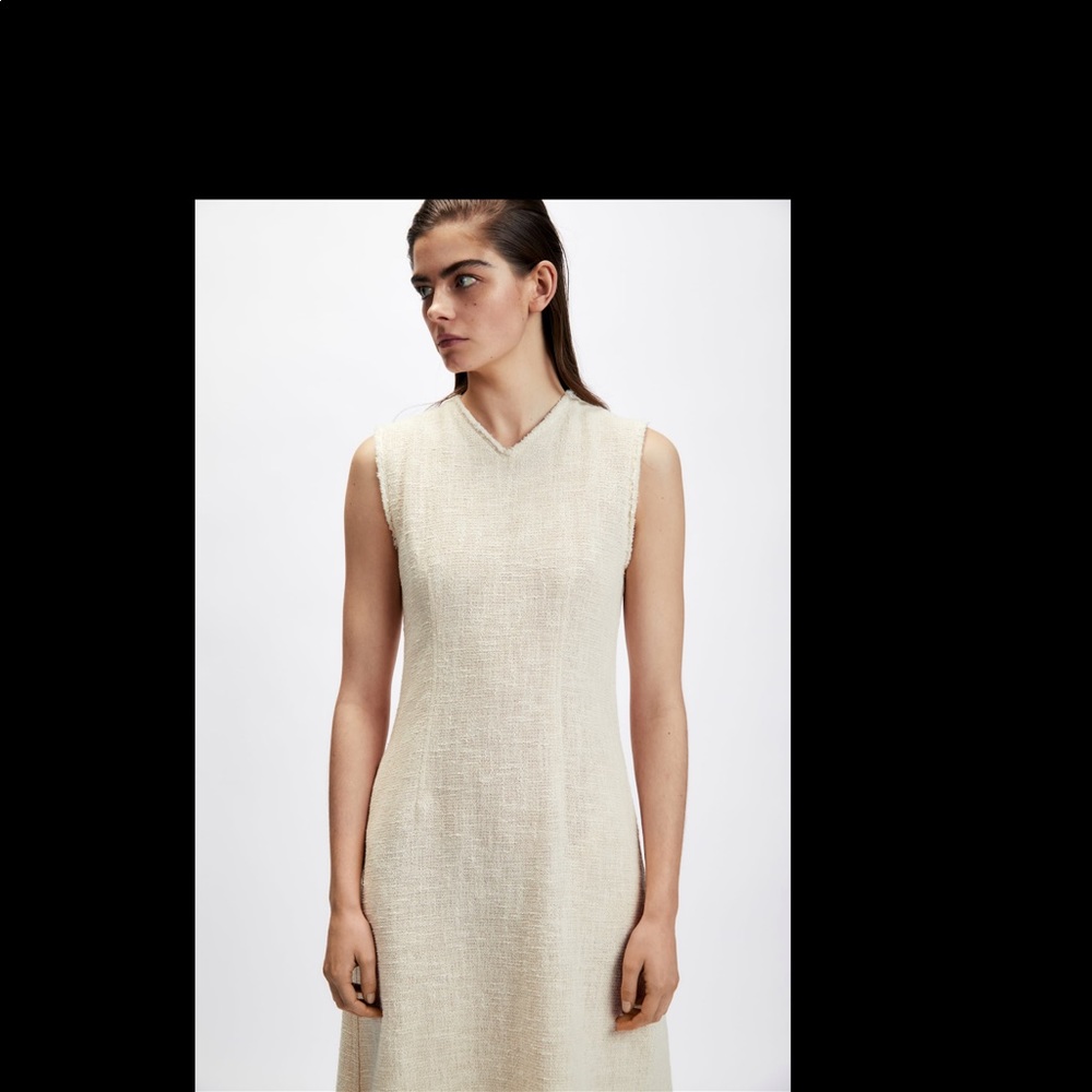 Zara frayed textured midi dress, rustic, neutral - Picture 2 of 12